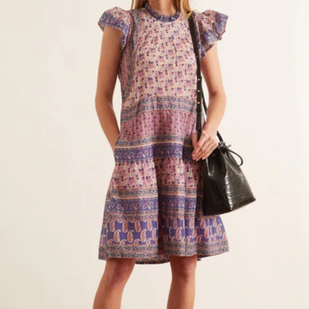 Sea New York Bianca Tiered Tunic Dress in Violet Size 8